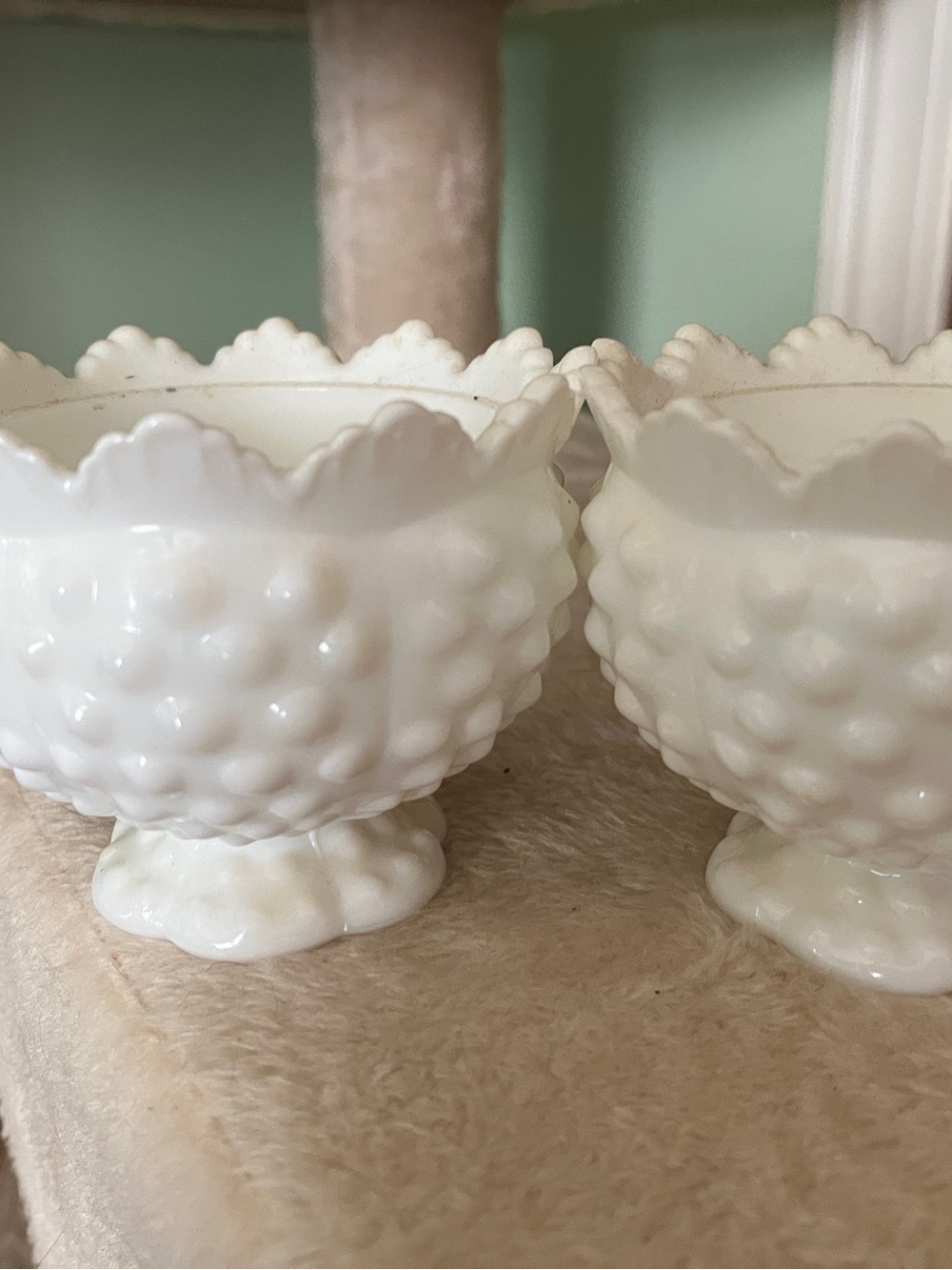 Fenton Classic White Hobnail Milk Glass Pedestal Bowls - Home Accents